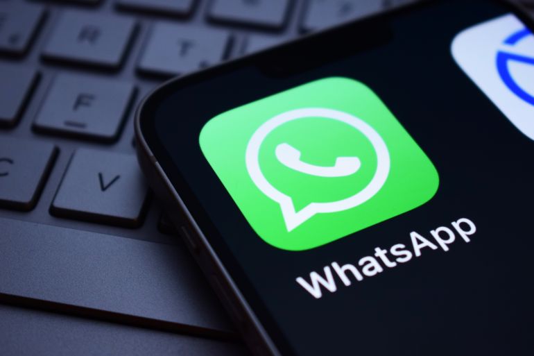 87945184-1763538671-1 The WhatsApp logo is visible on an iPhone. WhatsApp Messenger is an instant messaging and calling application. 04.05.2025. New York U.S