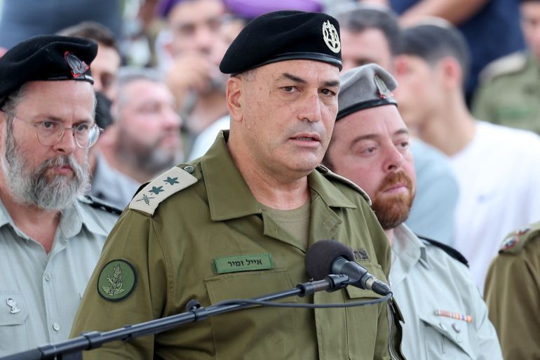 afp_6919ff192fa1-1763311385 Israel's military chief Lieutenant General Eyal Zamir speaks during the funeral of Lieutenant Hadar Goldin who was killed during the six-week 2014 war in Gaza, in a military cemetery in Kfar Saba on November 11, 2025.