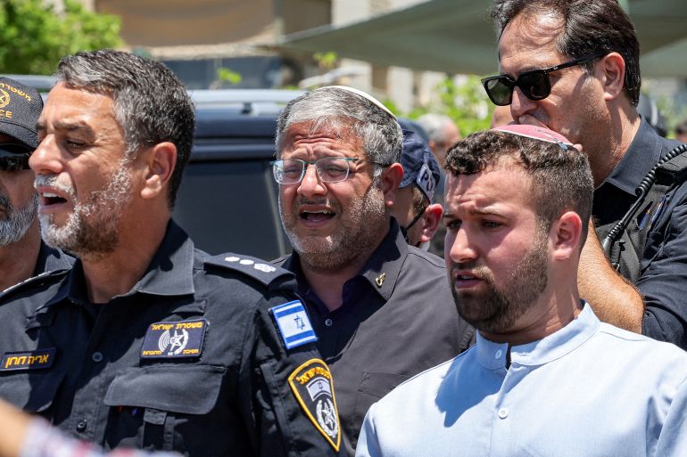 afp_6a258c5c04f7-1780845660 Israel's far-right national security minister Itamar Ben Gvir (C) arrives at the site of a suspected shooting attack in the town of Tzur Yitzhak in central Israel close to the occupied West Bank on June 7, 2026.