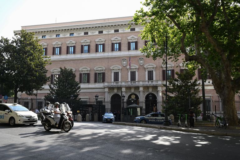 afp_6a5811cce3ef-1784156620 This photograph shows the US embassy in Rome on July 14, 2026, on the first day of talks between the Lebanese and Israeli delegations on the backdrop of a regional escalation between Washington and Tehran.
