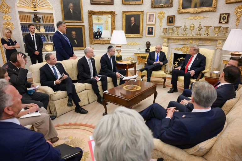 afp_6a69375d03f1-1785280349 This handout picture released by the Israeli Government Press Office (GPO) Shows Israel's Prime Minister Benjamin Netanyahu (C-R) meeting with US President Donald Trump in the Oval Office of the White House in Washington DC, on July 28, 2026.