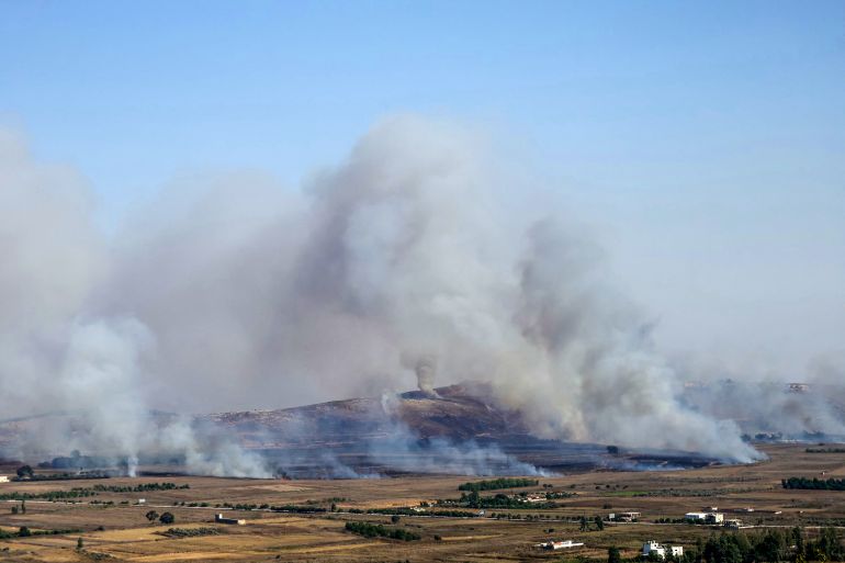 afp_6a8f6e881d3e-1787784840 Smoke rises from fires ignited by Israeli shelling that targeted the plain of Marjayoun in southern Lebanon on August 25, 2026.