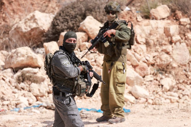 Israeli soldiers arrive in the village of Qusra, south of the city of Nablus in the Israeli-occupied West Bank, which has faced escalating Israeli settler violence over the past month, on August 29, 2026.
