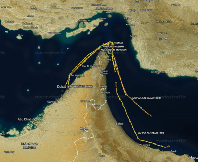 almsar-alcabfmany-1-1787490607 8 سفن عبرت هرمز منذ المسار العماني خلال يومين (مارين ترافيك)
