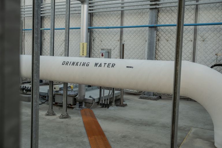 ap26065826090472-1785607769 FILE - A pipe carrying drinking water runs through the Carlsbad desalination plant in Carlsbad, Calif., Dec. 2, 2025. (AP Photo/Annika Hammerschlag, File)