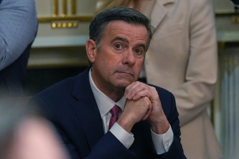 FILE - CIA Director John Ratcliffe listens during a Cabinet meeting at the White House in Washington, March 26, 2026. (AP Photo/Alex Brandon, File)