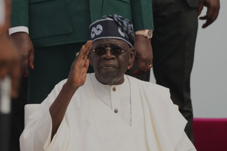 Nigeria President Bola Ahmed Tinubu attends the 70th anniversary celebrations of the Nigeria Navy at the Eko Atlantic waterfront in Lagos, Nigeria. Monday, June 1, 2026. (AP Photo/Sunday Alamba)