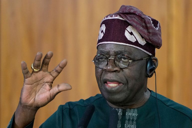 ap_6a5314ee968ea-1783829742 FILE - Nigeria's President Bola Tinubu gives a joint statement with Brazil's President Luiz Inacio Lula da Silva, at the Planalto presidential palace, in Brasilia, Brazil, Monday, Aug. 25, 2025. (AP Photo/Eraldo Peres, file)