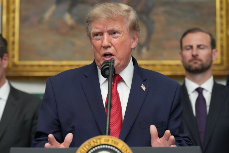 ap_6a8668cf526a3-1787193551 President Donald Trump speaks during a meeting with technology leaders in the Roosevelt Room of the White House, Wednesday, Aug. 19, 2026, in Washington. (AP Photo/Jacquelyn Martin)