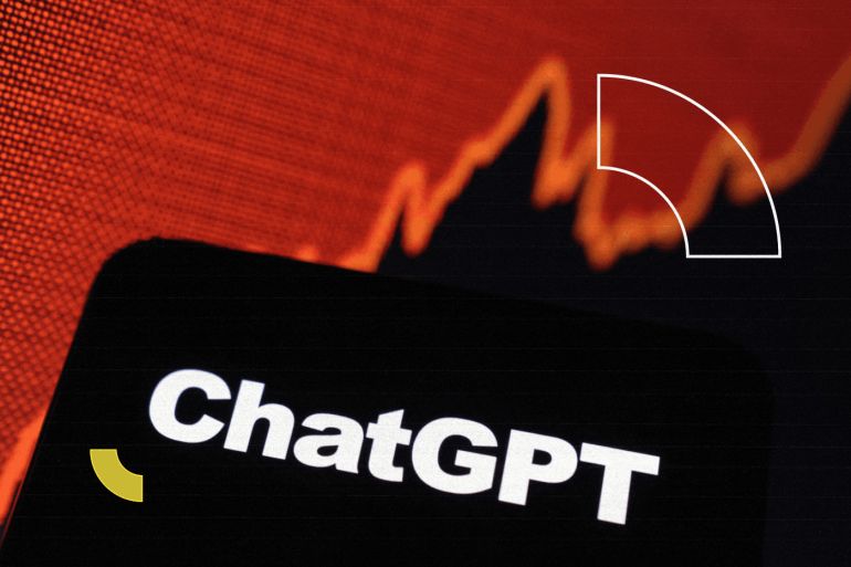 d8a1d8a8d8a7 ChatGPT logo and rising stock graph are seen in this illustration taken, February 3, 2023. REUTERS/Dado Ruvic/Illustration