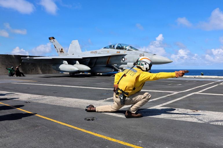 d9a9d8b4d9a8d9a9d8b4d98ad9a9d9a8d8b4d8b3d98a55-1771763630 A U.S. Navy F/A-18F Super Hornet aircraft is launched from the aircraft carrier USS Gerald R. Ford while operating in the Caribbean Sea, November 18, 2025. Petty Officer 1st Class Jerome Johnson/U.S. Navy/Handout via REUTERS THIS IMAGE HAS BEEN SUPPLIED BY A THIRD PARTY