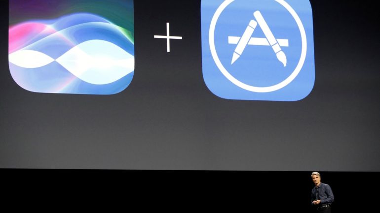 Craig Federighi, Senior Vice President of Software Engineering for Apple Inc., announces that the company's Siri assistant for iOS will be opened for developers at the company's World Wide Developers Conference in San Francisco, California, U.S. June 13, 2016. REUTERS/Stephen Lam