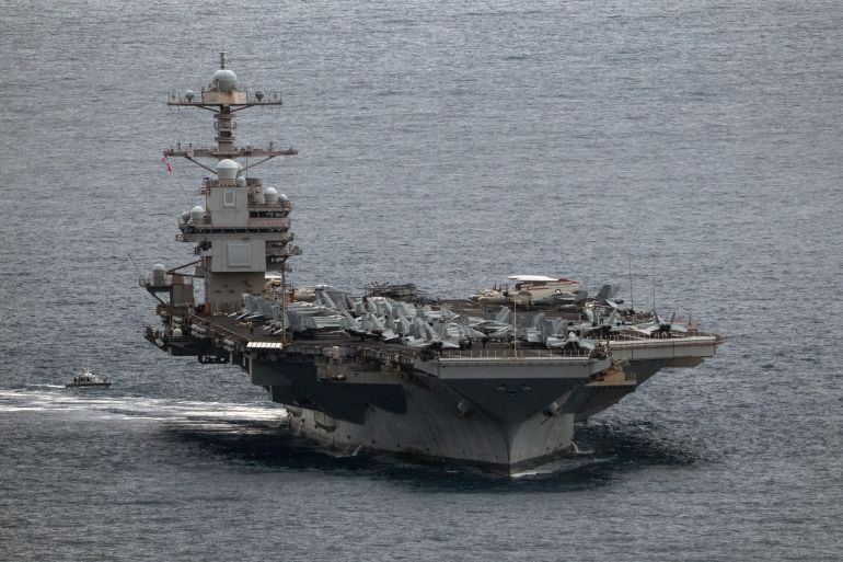 getty_6a0800d64f-1778909398 SOUDA, GREECE - MARCH 23: The United Stated Navy aircraft carrier USS Gerald R. Ford arrives in Souda Bay on March 23, 2026 in Souda, Greece. The USS Gerald R. Ford is undergoing repairs at Naval Support Activity Souda Bay on the Greek island of Crete, following a fire that reportedly broke out in a laundry room on the aircraft carrier earlier this month, injuring some sailors and causing significant damage. The vessel has also had issues with its toilet system. Since departing Norfolk, Virginia on June 24 last year, the Ford has been deployed to the Mediterranean, Caribbean, and most recently the Red Sea as part of U.S. operations against Iran, and is currently on course to become the longest deployed carrier since the Vietnam War. (Photo by Carl Court/Getty Images)