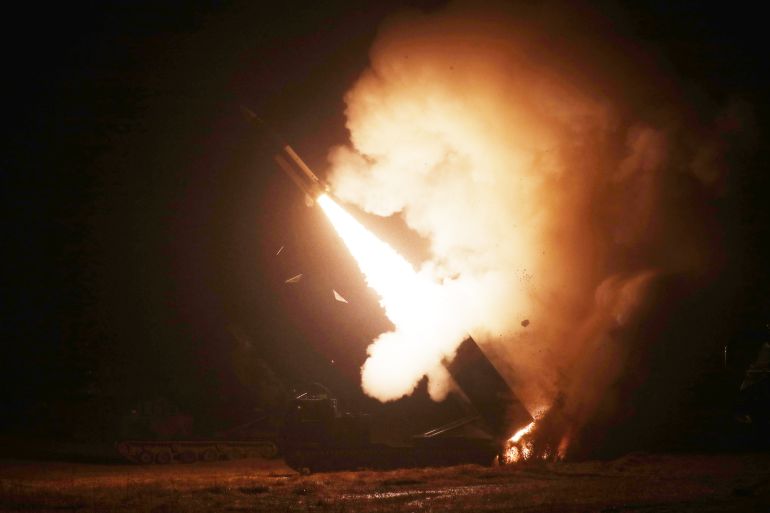 UNSPECIFIED, SOUTH KOREA - OCTOBER 05: In this handout image released by the South Korean Defense Ministry, an Army Tactical Missile System (ATACMS) is fired during a joint training between the United States and South Korea, on October 05, 2022 at an undisclosed location. The South Korean and U.S. militaries fired a volley of missiles into the sea in response to North Korea firing a ballistic missile over Japan. (Photo by South Korean Defense Ministry via Getty Images)