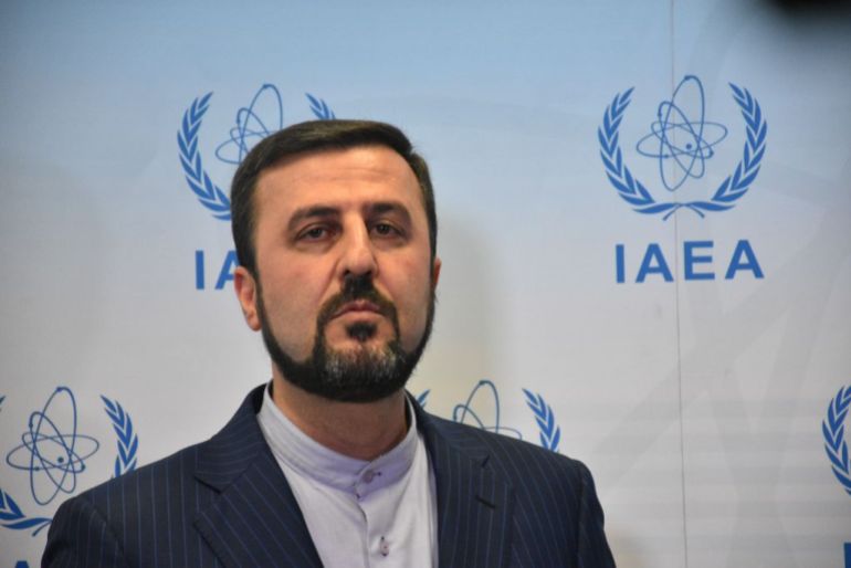 VIENNA, AUSTRIA - JULY 10: Irans representative to the international organizations, including the International Atomic Energy Agency (IAEA), in Vienna Kazem Gharibabadi makes a speech after the board meeting of International Atomic Energy Agency in Vienna, Austria on July 10, 2019.