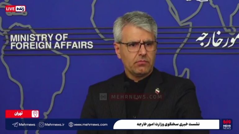 iran-fm-spokes-person-1779089706 المتحدث بإسم الخارجية الإيرانية، إسماعيل بقائي (الجزيرة)