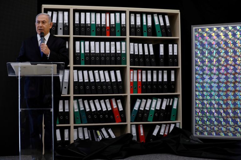 ntn-3-1786464962 Israeli Prime minister Benjamin Netanyahu speaks during a news conference at the Ministry of Defence in Tel Aviv, Israel, April 30, 2018. REUTERS/ Amir Cohen