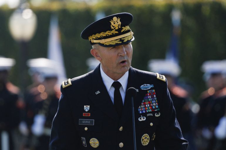 randy-george-1787685900 General Randy George, Chief of Staff of the U.S. Army speaks during a ceremony honoring prisoners of war, at the Pentagon in Washington, D.C. U.S., September 19, 2025. REUTERS/Daniel Becerril