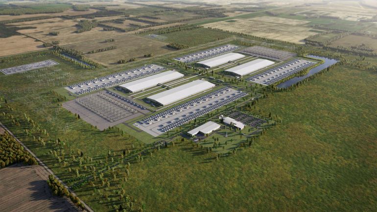 reuters_6a4f57a9-1783584681 Meta's planned AI data center, its first in Canada, to be constructed in Sturgeon County, Alberta is seen in an artist's rendering released July 8, 2026. Meta/Handout via REUTERS. NO RESALES. NO ARCHIVES. THIS IMAGE HAS BEEN SUPPLIED BY A THIRD PARTY.