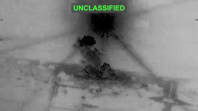 reuters_6a582a4b-1784162891 Smoke rises from explosions at an unknown location, following what U.S. Central Command (CENTCOM) said were strikes on Iran in response to an Iranian drone strike on a cargo ship in the Strait of Hormuz, in this screen grab from video released June 26, 2026. U.S. Central Command/Handout via REUTERS THIS IMAGE HAS BEEN SUPPLIED BY A THIRD PARTY. MANDATORY CREDIT. OVERLAY FROM SOURCE. VERIFICATION - Location and date could not be verified. - No earlier version of the video found posted online before Friday (June 26).