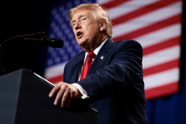 U.S. President Donald Trump delivers remarks at Red Rock Casino Resort Spa in Las Vegas, Nevada, U.S., August 5, 2026. REUTERS/Evelyn Hockstein