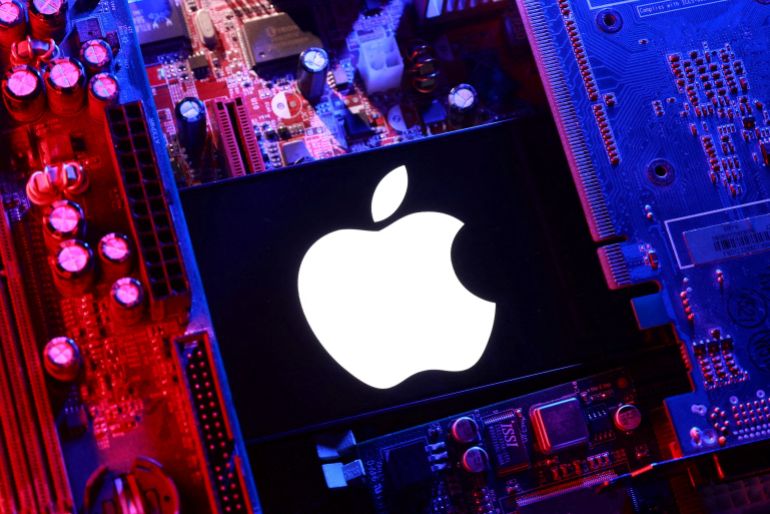 reuters_6a858430-1787135024 FILE PHOTO: An Apple logo and a computer motherboard appear in this illustration taken August 25, 2025. REUTERS/Dado Ruvic/Illustration/File Photo