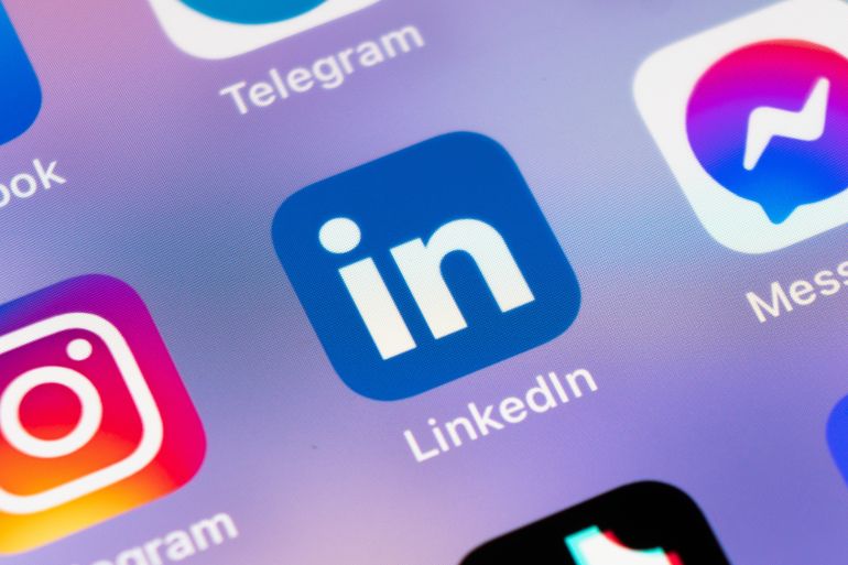 shutterstock_2314942859-1780658751 Yerevan, Armenia, June 8, 2023: Linkedin application on Apple iPhone 14 pro max screen close-up. Linked in app icon. Linkedin logo. Social media app. Social network