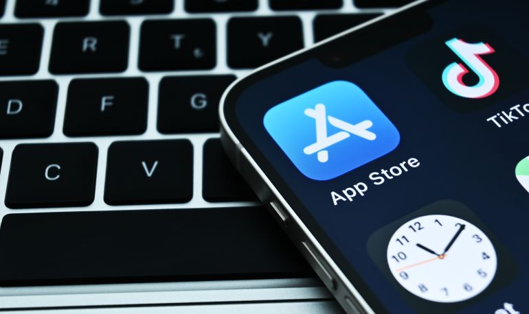 shutterstock_2644057439-1780919003 New York U.S 21.06.2025 App Store icon is seen on an iPhone. App Store is an app marketplace developed and maintained by Apple Inc., for mobile apps on its iOS and iPadOS operating systems.