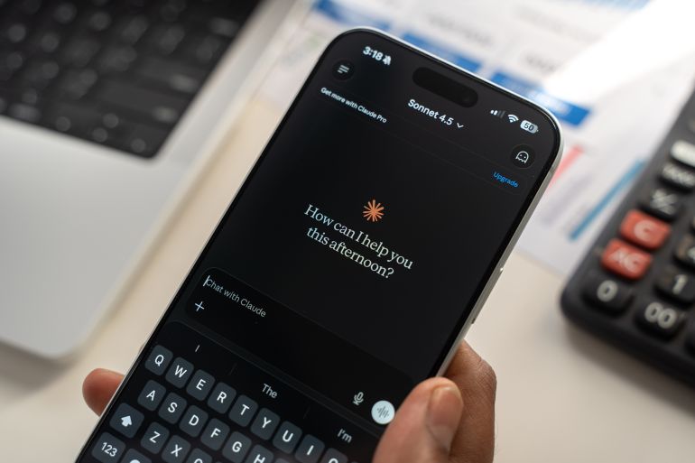 shutterstock_2737162963-1777811324 Claude logo is displayed on the screen of a smartphone, in Bangalore, India, on February 04, 2026