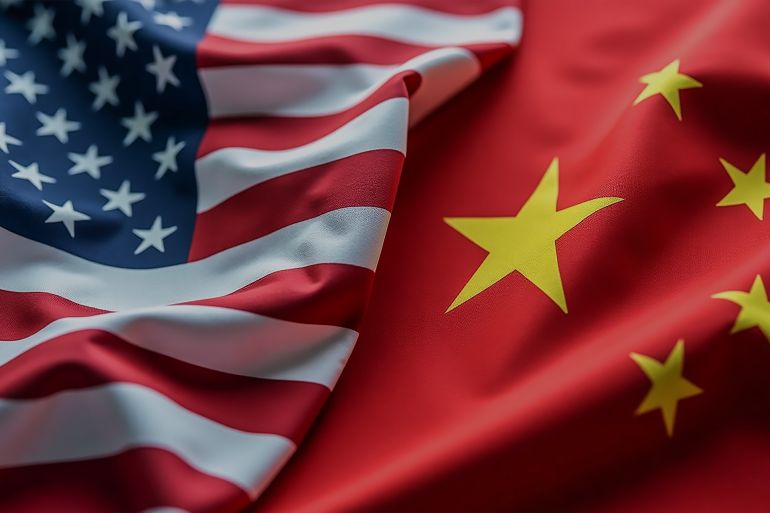 12-1789281574 United States tariffs policy, USA and China trade war concept. Flag of china and america. Increased tariffs and import duty on products المصدر AdobeStock