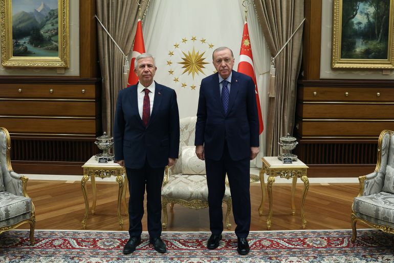 707898-1790172881 ANKARA, TURKIYE - SEPTEMBER 9: (----EDITORIAL USE ONLY - MANDATORY CREDIT - 'TURKISH PRESIDENCY / MUSTAFA KAMACI / HANDOUT' - NO MARKETING NO ADVERTISING CAMPAIGNS - DISTRIBUTED AS A SERVICE TO CLIENTS----) Turkish President Recep Tayyip Erdogan (R) receives Ankara Metropolitan Municipality Mayor Mansur Yavas (L) in Ankara, Turkiye, on September 9, 2026