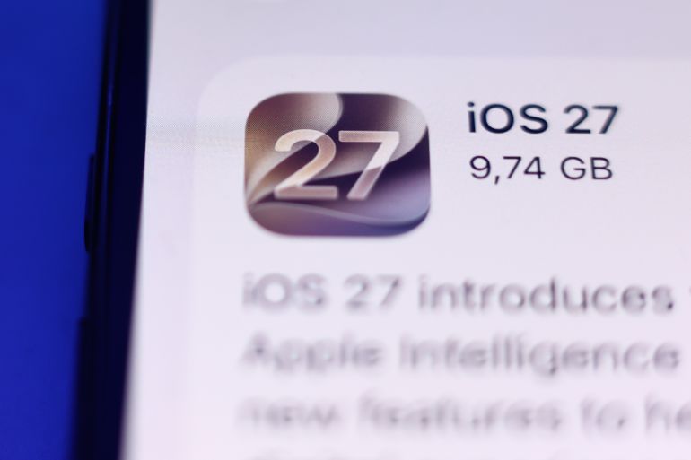 76984-2-1789904869 Apple iOS 27 update is seen displayed on a phone screen in this illustration photo taken in Krakow, Poland on September 15, 2026. (Photo by Jakub Porzycki/NurPhoto via Getty Images)