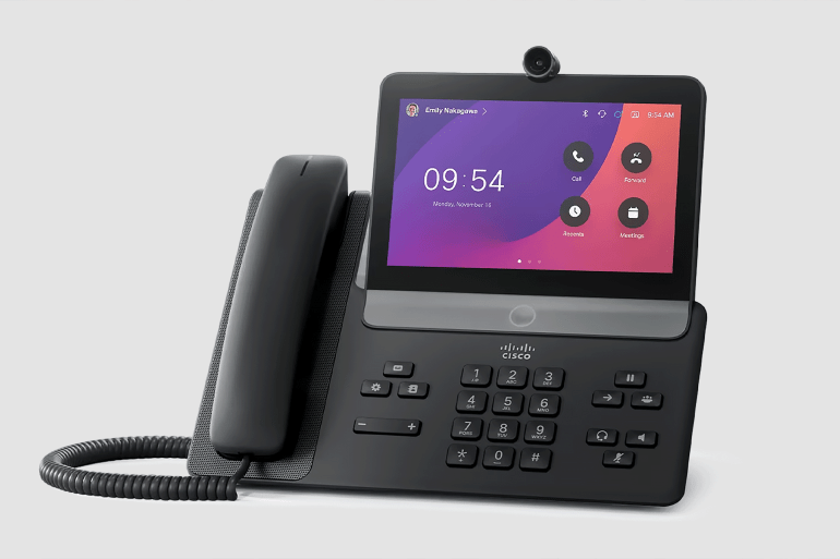 98798-1788458606 المصدر: موقع الشركة CIsco Webex The smart desk phone designed for hybrid work. https://www.webex.com/us/en/devices/phone-series/cisco-video-phone-8875.html