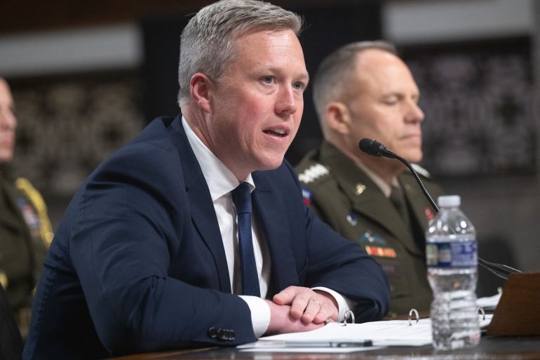 (FILES) US Secretary of the Army Dan Driscoll testifies on budget requests during a Senate Committee on Armed Services hearing on Capitol Hill in Washington, DC, May 12, 2026.
