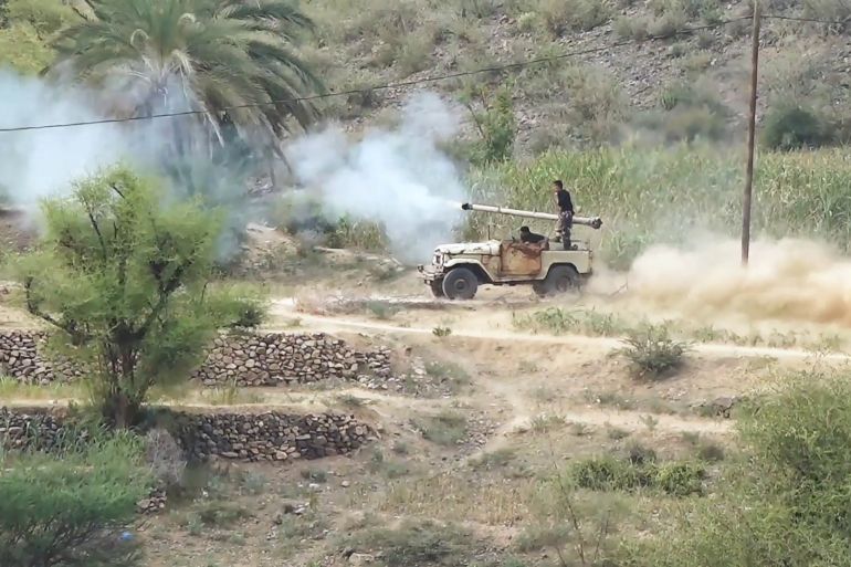 afp_6aa18a48264a-1788971592-1 TOPSHOT - This frame grab taken from AFPTV video footage on September 9, 2026, shows Saudi-backed Yemeni government forces firing at Houthi positions during clashes with Houthi fighters in the Al-Kadha area, west of Taiz province, on September 8, 2026.