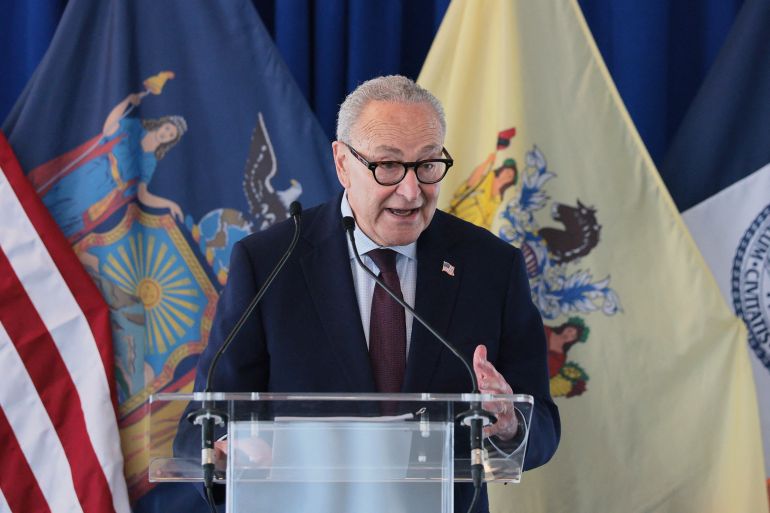 afp_6aa6e90fc9e9-1789323535 NEW YORK, NEW YORK - SEPTEMBER 10: Senate Minority Leader Chuck Schumer (D-NY) speaks during an event observing the 25th anniversary of the 9/11 terror attacks on September 10, 2026 at 7 World Trade Center in New York City. Sen. Schumer reflected on the day of the attack at the Word Trade Center and spoke about his work leading the effort to secure federal investments, policies and legislative fights that helped the recovery efforts and revitalization of Lower Manhattan. Michael M. Santiago/Getty Images/AFP (Photo by Michael M. Santiago / GETTY IMAGES NORTH AMERICA / Getty Images via AFP)