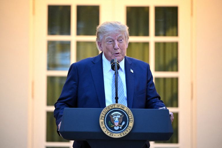 afp_6aacce9cf1c6-1789709981-1 US President Donald Trump speaks during a Rose Garden dinner at the White House in Washington, DC, on September 17, 2026.
