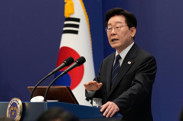 afp_6aaccf77761a-1789710199-1 South Korean President Lee Jae Myung speaks during a press conference at the presidential Blue House in Seoul on September 18, 2026. (Photo by Ahn Young-joon / POOL / AFP)