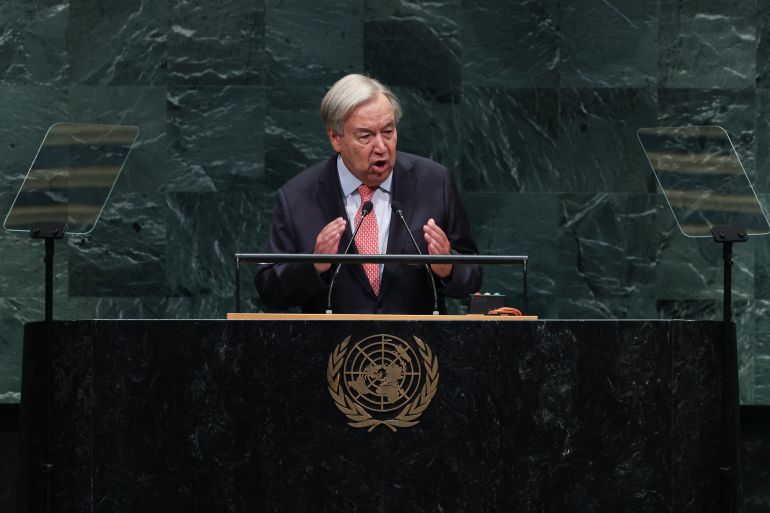 afp_6ab280c8af1d-1790083272 UN Secretary General Antonio Guterres speaks during the 81st United Nations General Assembly at the United Nations Headquarters in New York, on September 22, 2026. (Photo by TIMOTHY A. CLARY / AFP)
