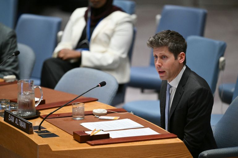 afp_6ab51426b0e6-1790252070 OpenAI CEO Sam Altman speaks during a UN Security Council meeting on artificial intelligence during the 81st United Nations General Assembly at UN headquarters in New York on September 23, 2026. (Photo by ANGELA WEISS / AFP)