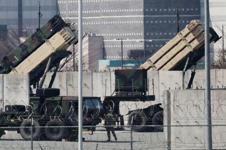 american-weapons5-1778066235 U.S. Patriot missile defense systems at a U.S army base in Pyeongtaek, South Korea, March 10, 2026. REUTERS/Kim Hong-Ji