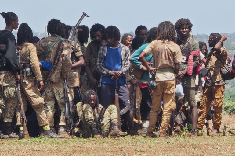 ap25347559180802-1770034576 Oromo Liberation Army (OLA) fighters attend an orientation session in western Oromia, Ethiopia, June 2, 2025. (AP Photo)