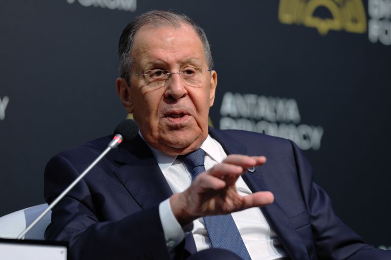ap_69e36f24527d7-1776512804 Russian Foreign Minister Sergey Lavrov talks during a panel at the Antalya Diplomacy Forum, in Antalya, southern Turkey, Saturday, April 18, 2026. (AP Photo/Riza Ozel)