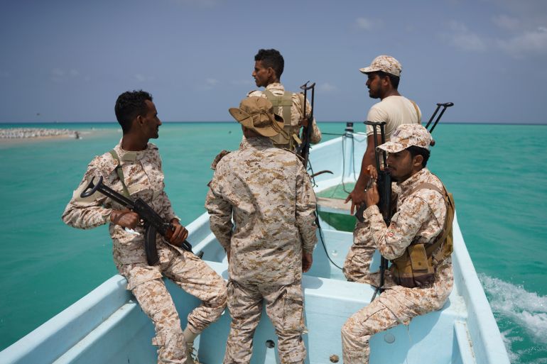 ap_6a5ebf5bc76cb-1784594267 FILE - Yemeni soldiers patrol the strategic Bab el-Mandeb Strait, Yemen, Sunday, April 5, 2026. (AP Photo/Abdulnasser Alseddik, File)