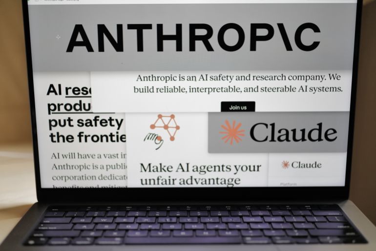 ap_6aa57a20aa2f8-1789229600 FILE - Pages from the Anthropic website and the company's logos are displayed on a computer screen in New York, Feb. 26, 2026. (AP Photo/Patrick Sison, File)