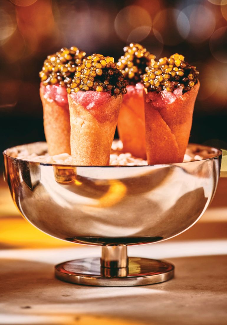 ap_6aa961e476f6b-1789485540 Toro Cones with Caviar at the Champagne & Caviar Bar (Photo: Business Wire)