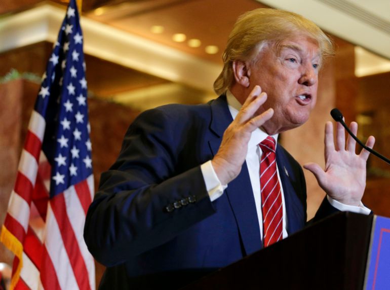 ap_6aaa7acab0492-1789557450 Republican presidential candidate Donald Trump talks about his tax plan during a news conference, Monday, Sept. 28, 2015, in New York. The Republican front-runner is calling for an overhaul of the tax code that would eliminate income taxes for millions of Americans, while lowering them for the highest-income earners and business.(AP Photo/Julie Jacobson)