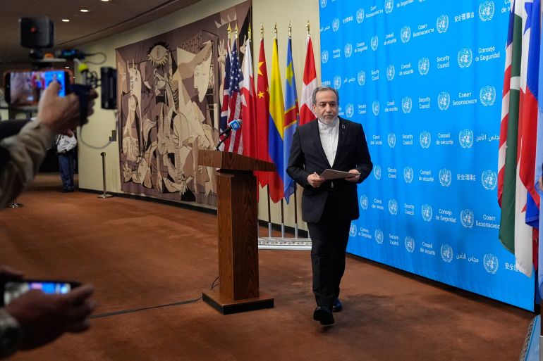 ap_6ab72237efb58-1790386743 Iran's Foreign Minister Abbas Araghchi walks from the podium after speaking to the media during the 81st session of the United Nations General Assembly at United Nations headquarters, Friday, Sept. 25, 2026. (AP Photo/Yuki Iwamura)