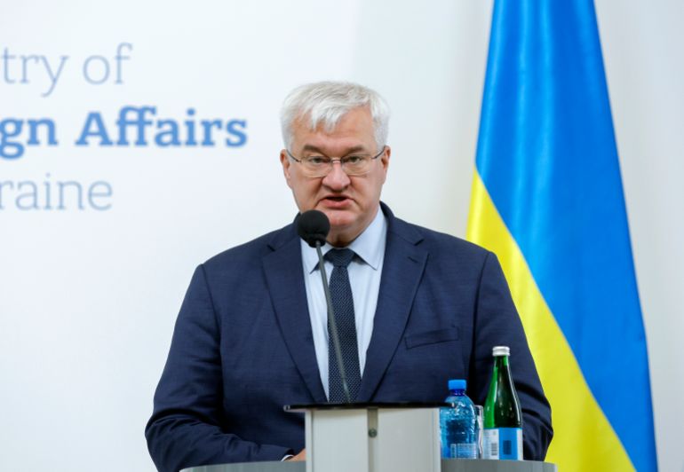 epa_6aa6ef9e4c60-1789325214 epa13209262 Ukrainian Foreign Minister Andrii Sybiha speaks during the joint press conference with the Indian Foreign Minister in Kyiv, Ukraine, 03 September 2026. Subrahmanyam Jaishankar arrived in Kyiv to meet with top Ukrainian officials amid the Russian invasion. EPA/SERGEY DOLZHENKO