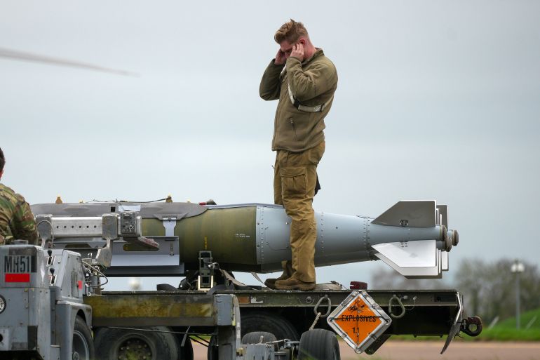 getty_6a874f3321-1787252531 FAIRFORD, ENGLAND - MARCH 12: Munitions, believed to be JDAM bunker-busting bombs, are loaded into a US Air Force B-1B Lancer bomber at RAF Fairford on March 12, 2026 in Fairford, England. Since UK Prime Minister Keir Starmer allowed the US to use British bases to launch defensive strikes against Iranian missile sites, a variety of US military aircraft including B52 bombers, and B-1 bombers, have arrived at RAF Fairford in Gloucestershire. (Photo by Christopher Furlong/Getty Images)